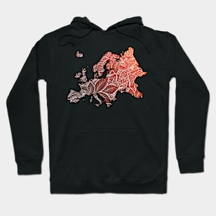 Colorful mandala art map of Europe with text in brown and orange Hoodie